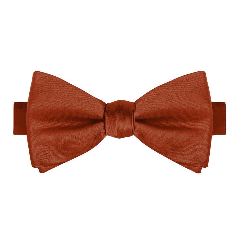 KissTies Rust Pre-Tied Boys Bow Ties Satin Bowtie Burnt Orange + Gift Box - Image 1
